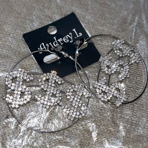 Dollar Sign Hoop Earrings